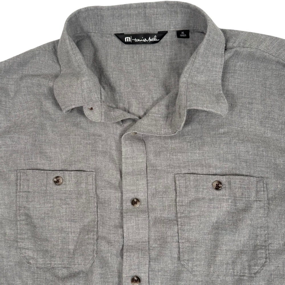 Travis Mathew Cloud Flannel‎ Button Up Shirt Mens XL Grey Long Sleeve 1MX435